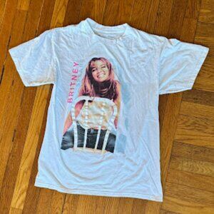 britney spears tee shirt sitting on chair m white sometimes concert  gay icon